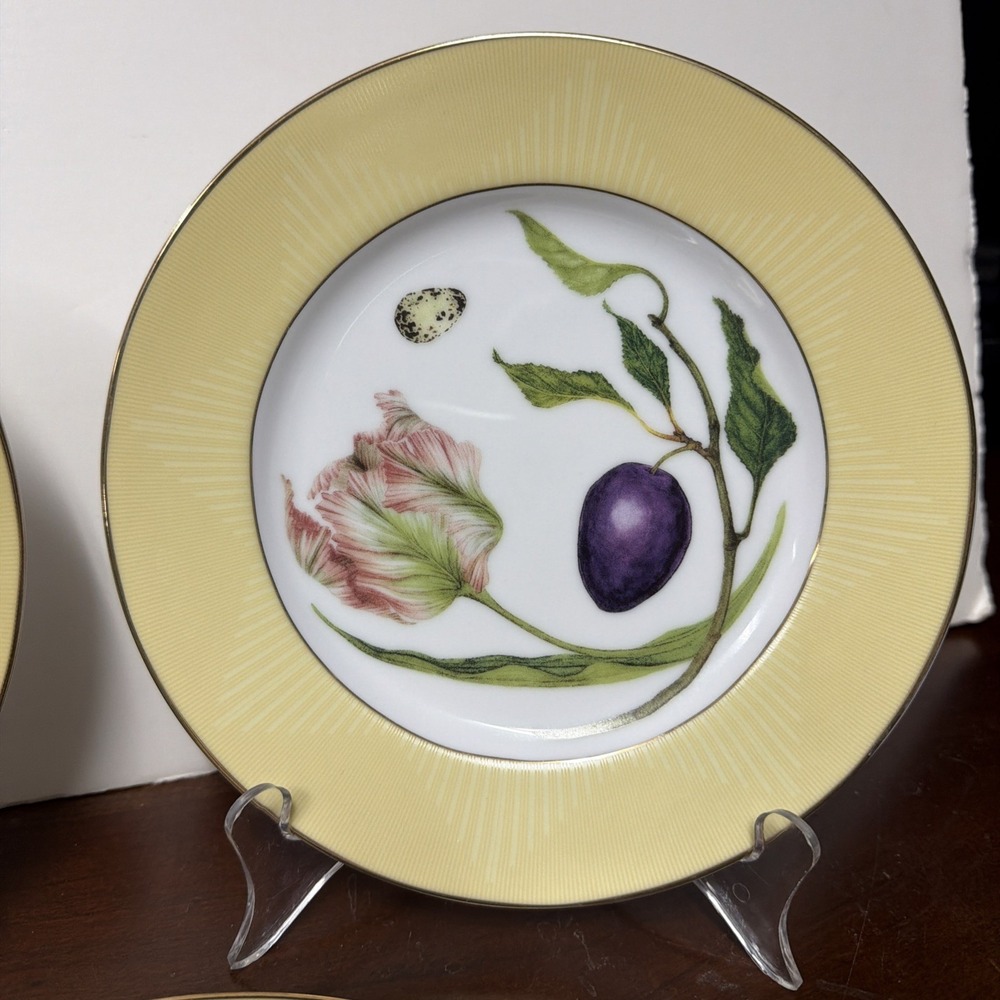 Fitz & Floyd Terri Beavers Sun Valley Set Of 3 Iris And Peach Tulip Plum Rose - Picture 3 of 8